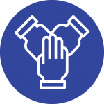 three hand abstract huddle icon showing American PCS' commitment